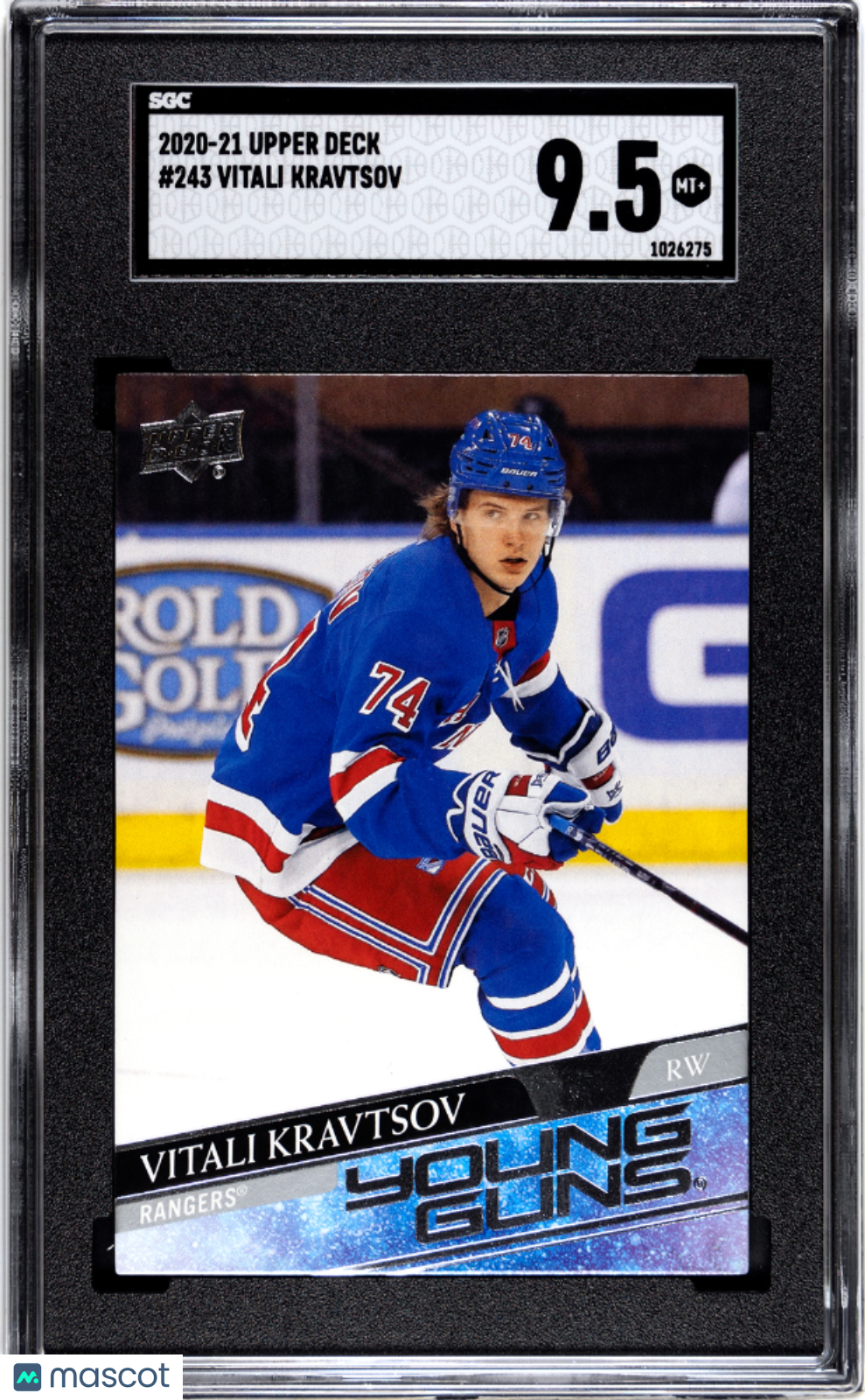 2020-21 Upper Deck Vitali Kravtsov Young Guns Rookie #243 SGC 9.5 Rangers