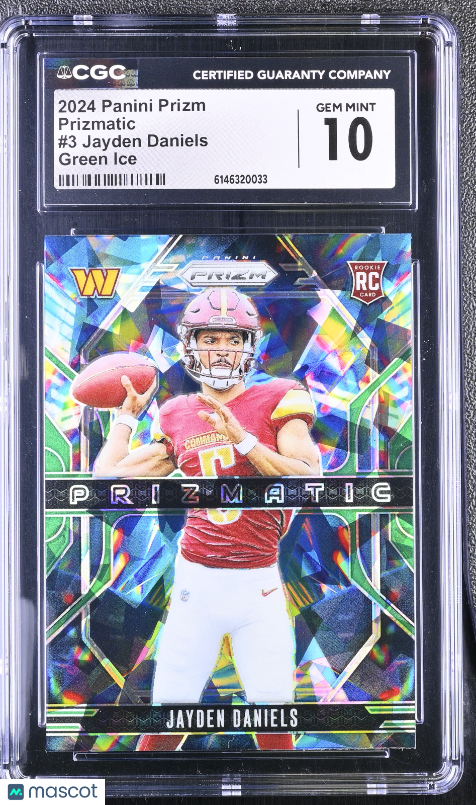 2024 Panini Prizm Jayden Daniels Green Ice Rookie Prizmatic #3 CGC 10 Commanders