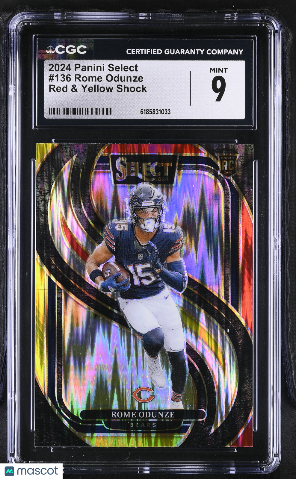 2024 Panini Select Rome Odunze Red & Yellow Shock Rookie #136 CGC 9 Bears