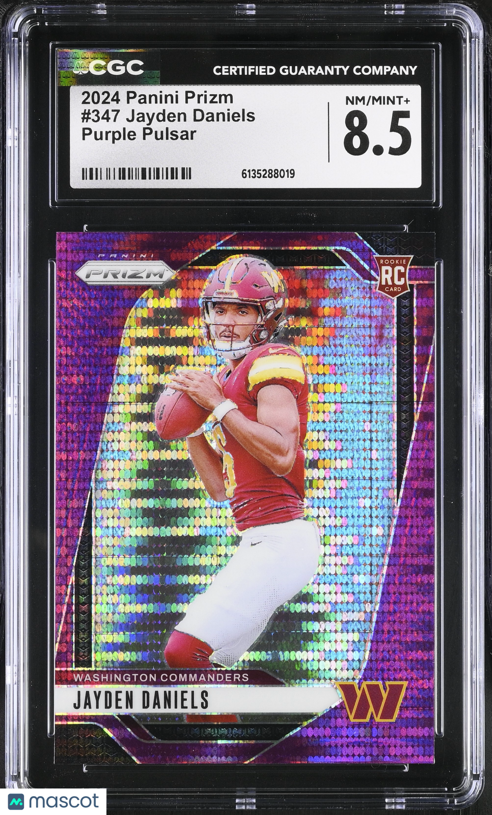 2024 Panini Prizm Jayden Daniels Purple Pulsar Rookie #347 CGC 8.5 Commanders