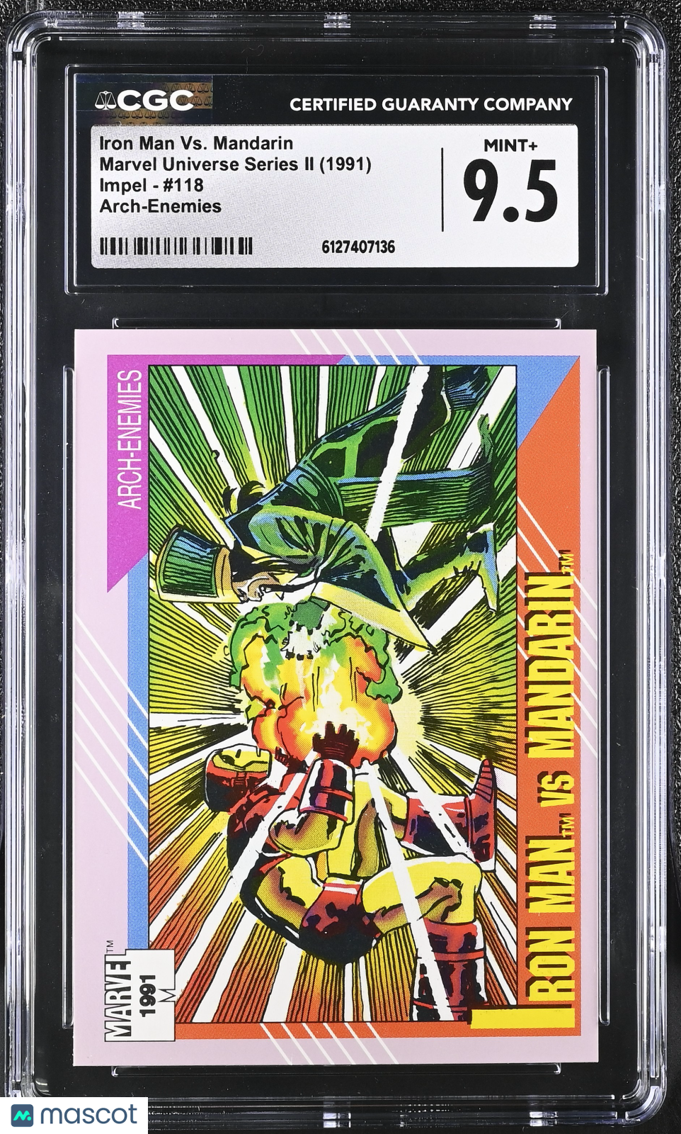1991 Impel Marvel Universe Iron Man Vs. Mandarin #118 Arch-Enemies CGC 9.5
