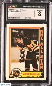 1989-90 Topps Stickers Mario Lemieux #3 CGC 8