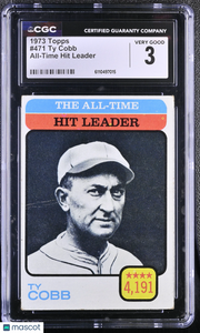 1973 Topps Ty Cobb #471 All-Time Hit Leader CGC 3
