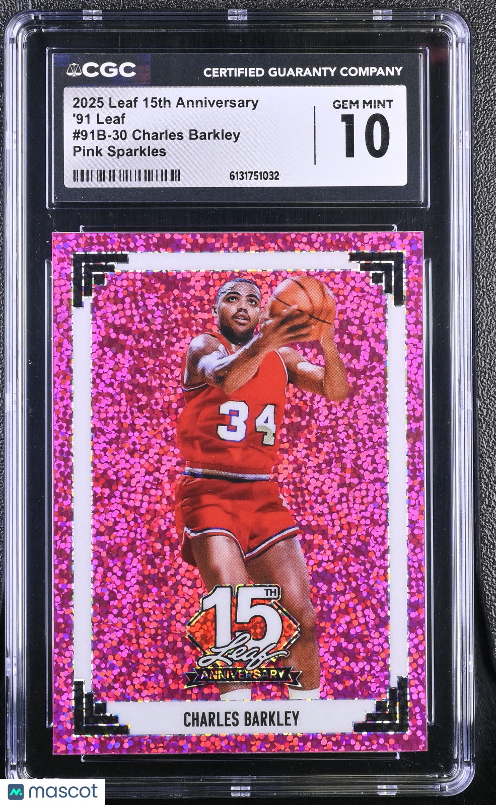 2025 Leaf 15th Anniversary Charles Barkley Pink Sparkles /8 #91B-30 CGC 10 76ers