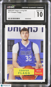 2025-26 Topps Living Set Cooper Flagg #11 CGC 10 Dallas Mavericks
