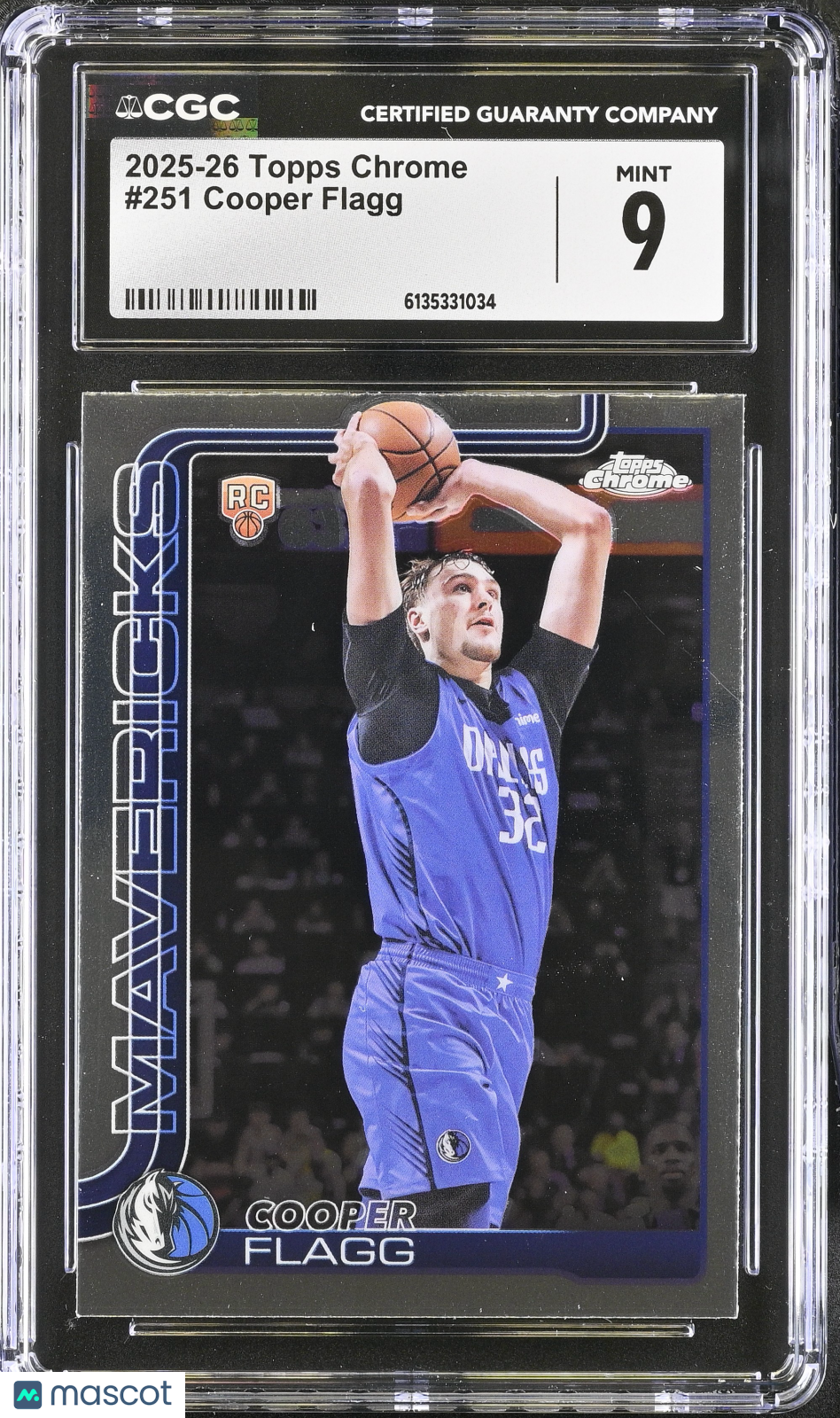 2025-26 Topps Chrome Cooper Flagg Rookie #251 CGC 9 Philadelphia 76ers