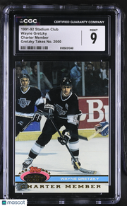 1991-92 Stadium Club Wayne Gretzky Charter Member CGC 9 Los Angeles Kings