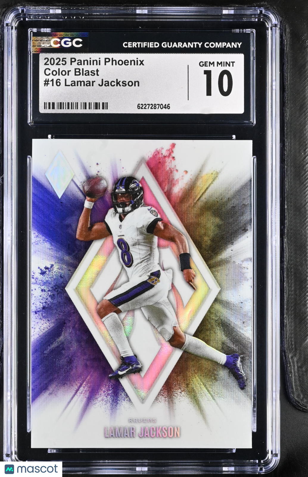 2025 Panini Phoenix Lamar Jackson Color Blast #16 CGC 10 Baltimore Ravens