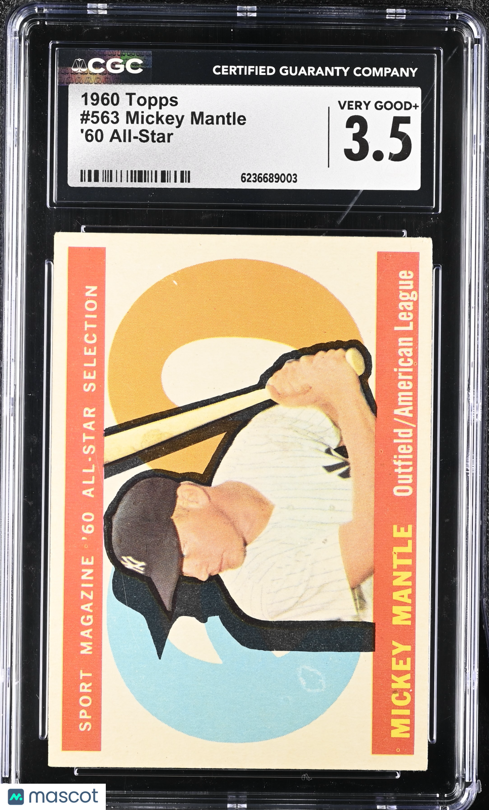 1960 Topps Mickey Mantle '60 All-Star #563 CGC 3.5 New York Yankees