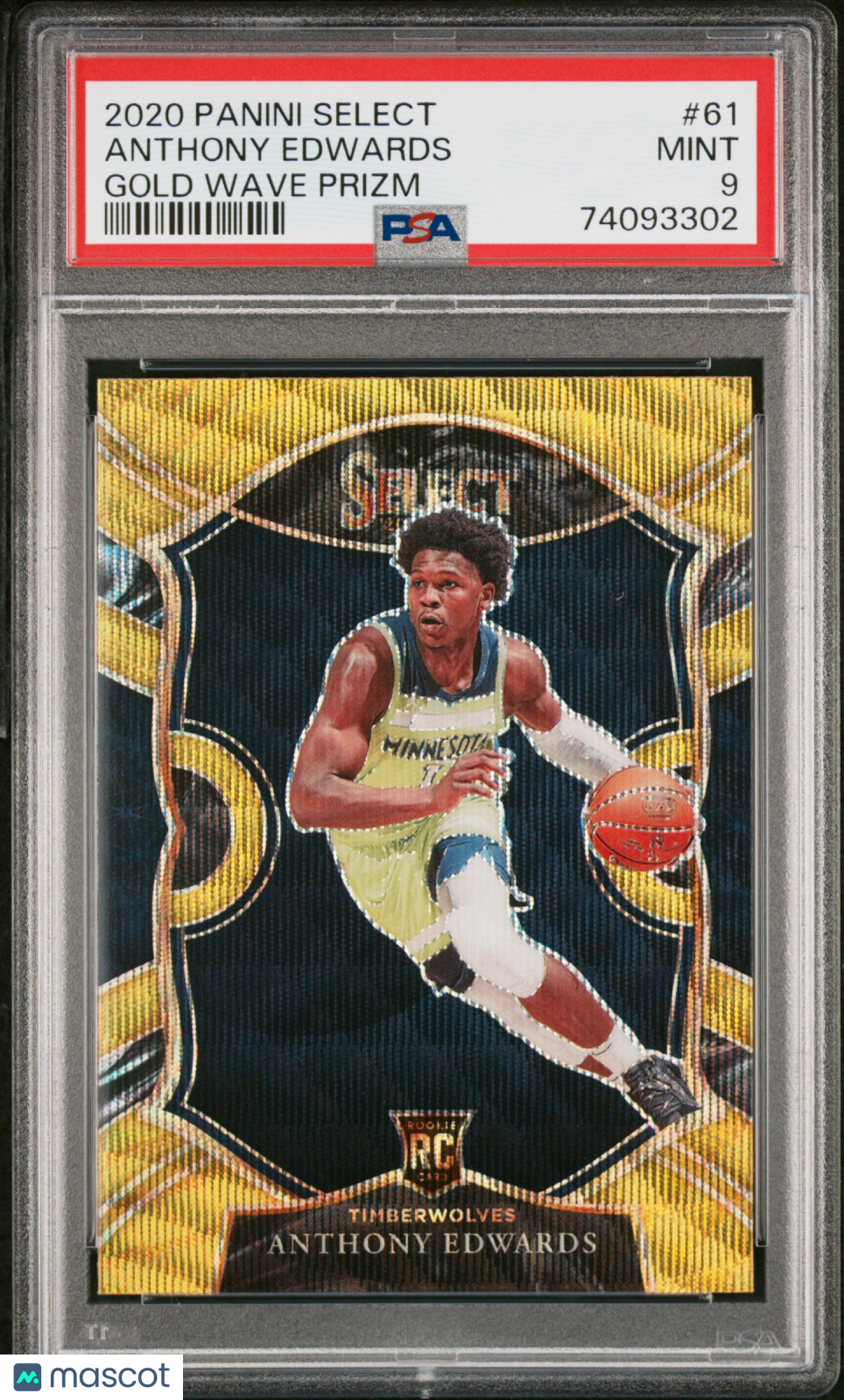 2020 Panini Select Anthony Edwards Gold Wave #61 PSA 9 Minnesota Timberwolves