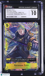 One Piece Promotional Cards Roronoa Zoro Illustration Box Vol.3 CGC 10 #OP07-113