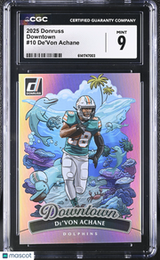 2025 Donruss De'Von Achane Downtown #10 CGC 9 Miami Dolphins