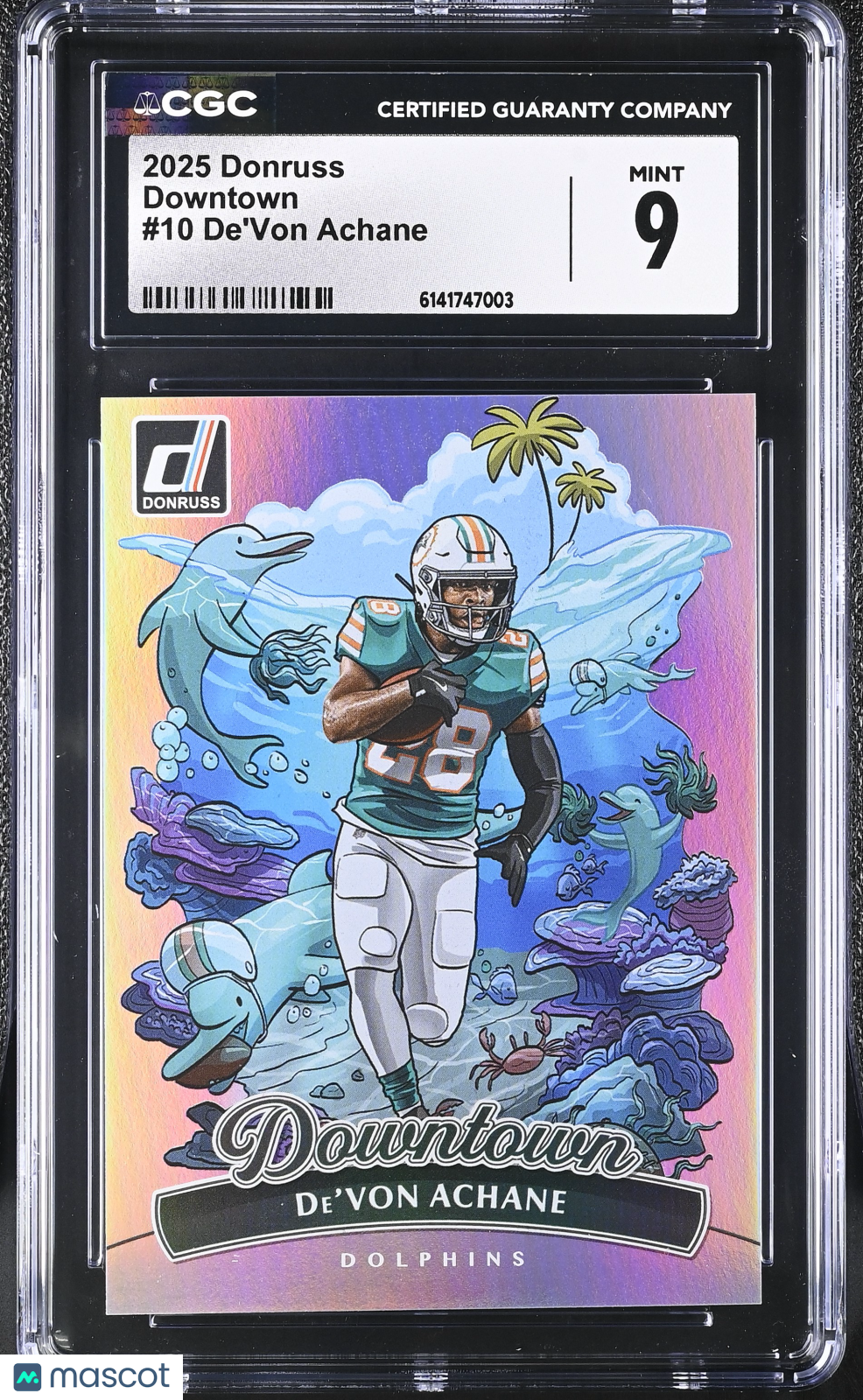 2025 Donruss De'Von Achane Downtown #10 CGC 9 Miami Dolphins