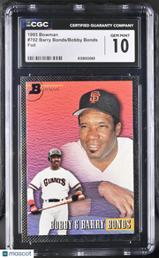 1993 Bowman Barry Bonds/Bobby Bonds Foil #702 CGC 10 San Francisco Giants