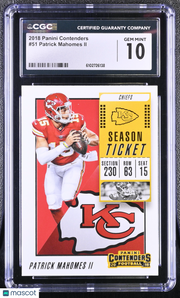 2018 Panini Contenders Patrick Mahomes II #51 CGC 10 Kansas City Chiefs