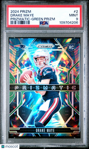 2024 Panini Prizm Prizmatic Drake Maye Green Rookie #2 PSA 9 Patriots