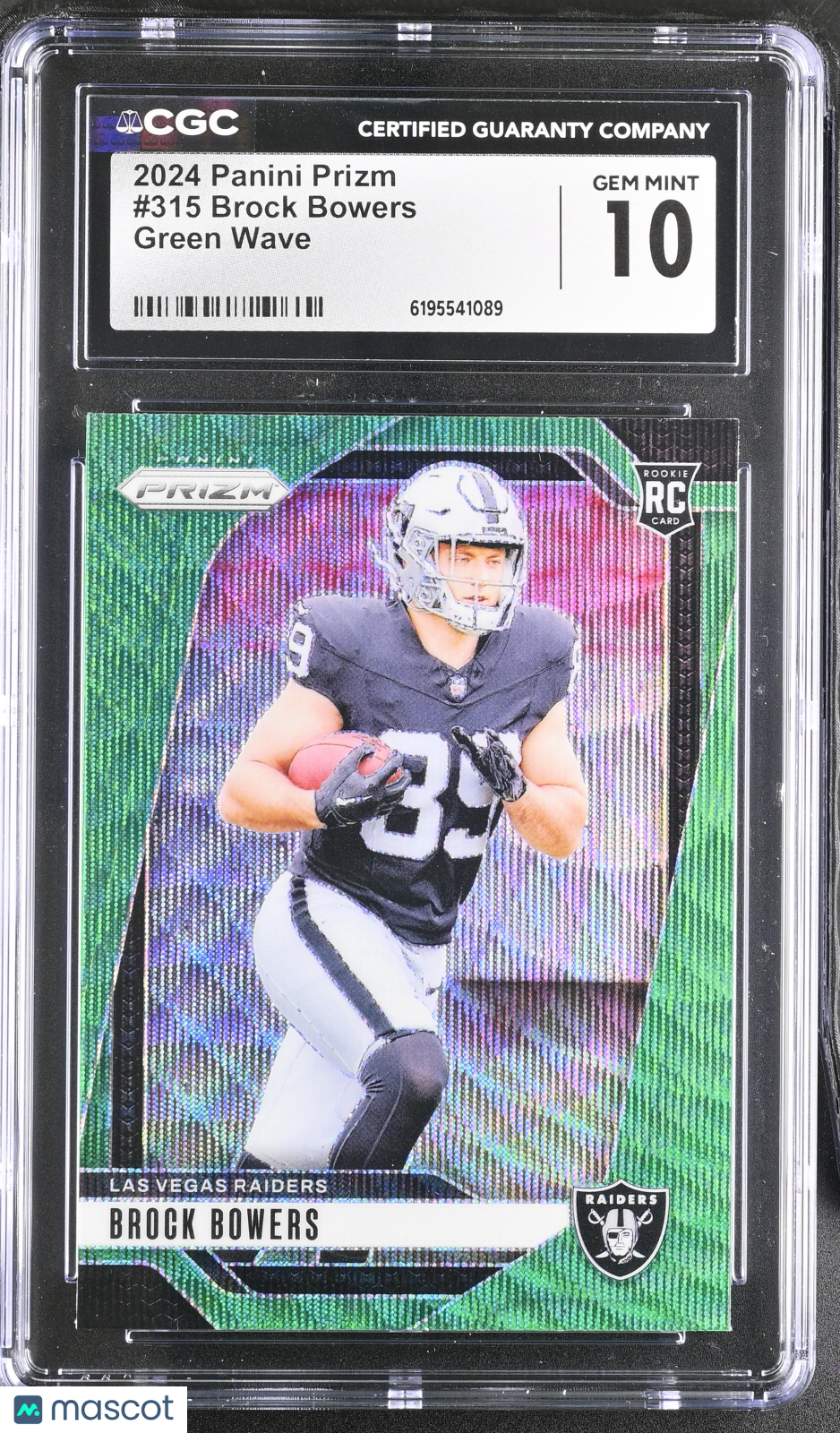 2024 Panini Prizm Brock Bowers Green Wave Rookie #315 CGC 10 Las Vegas Raiders