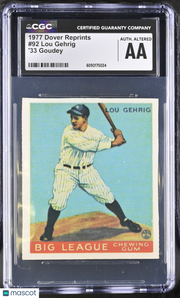 1977 Dover Reprints Lou Gehrig '33 Goudey #92 CGC Authentic New York Yankees