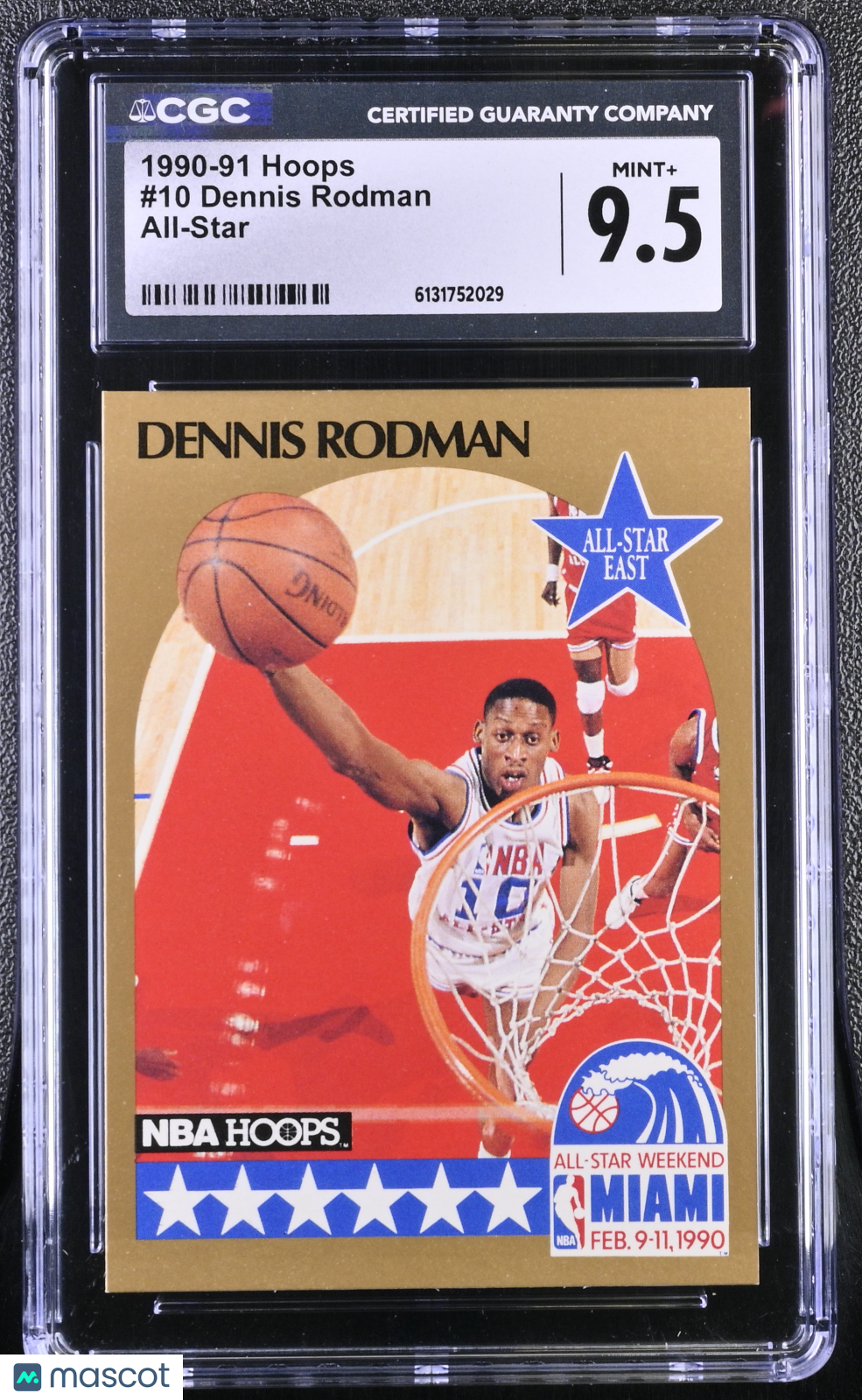1990-91 Hoops Dennis Rodman All-Star #10 CGC 9.5 Chicago Bulls