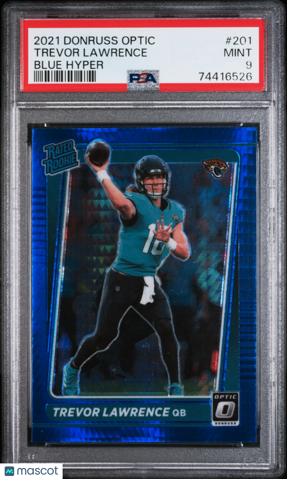 2021 Panini Donruss Optic Trevor Lawrence Blue Hyper Rookie #201 PSA 9 Jaguars