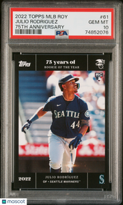 2022 Topps Rookie Of The Year 75th Anniversary Julio Rodriguez Rookie #61 PSA 10