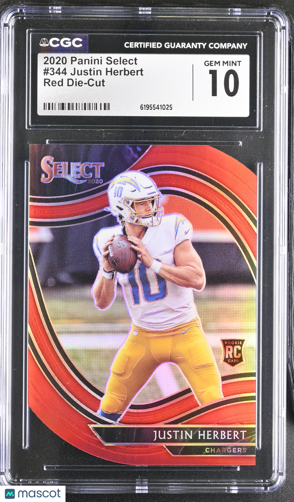 2020 Panini Select Justin Herbert Red Die-Cut Rookie #344 CGC 10 Chargers