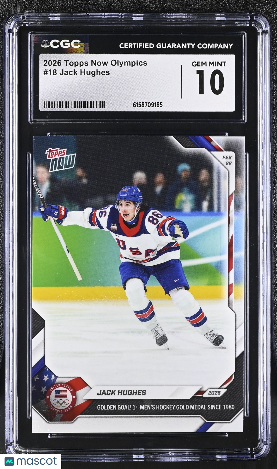 2026 Topps Now Olympics Jack Hughes #18 CGC 10