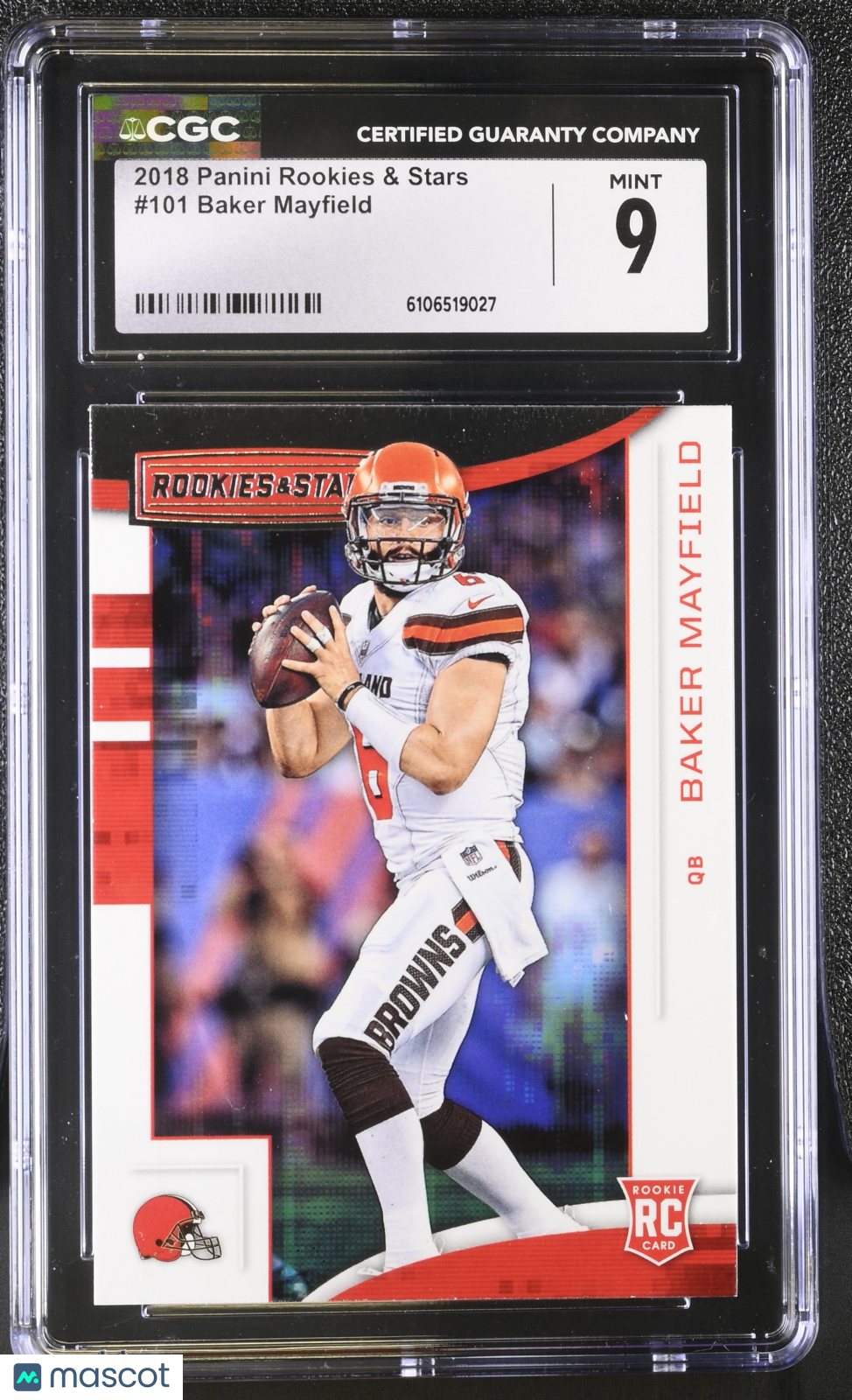 2018 Panini Rookies & Stars Baker Mayfield Rookie #101 CGC 9 Cleveland Browns