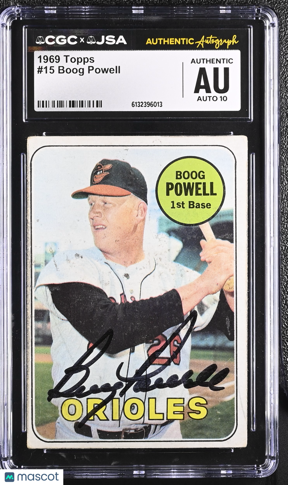 1969 Topps Boog Powell #15 CGC Authentic JSA Auto 10