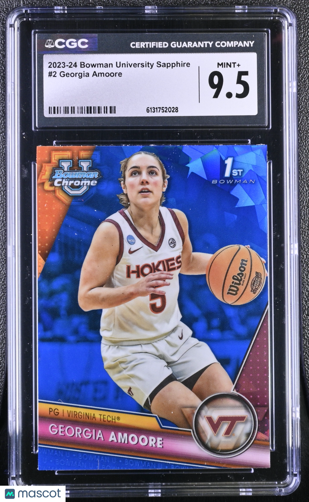 2023-24 Bowman University Sapphire Georgia Amoore Rookie 2 CGC 9.5 Virginia Tech