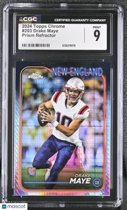 2024 Topps Chrome Drake Maye Prism Refractor Rookie #203 CGC 9 Patriots