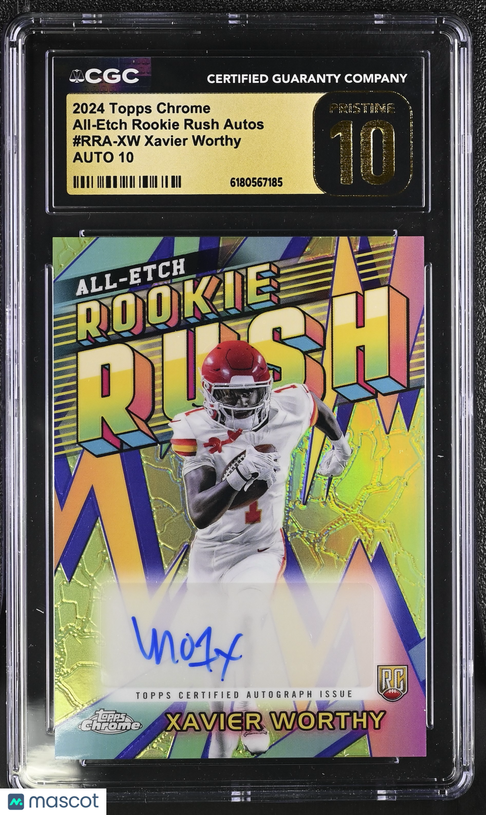2024 Topps Chrome Xavier Worthy All-Etch Rookie Rush Auto RRA-XW CGC 10 Pristine
