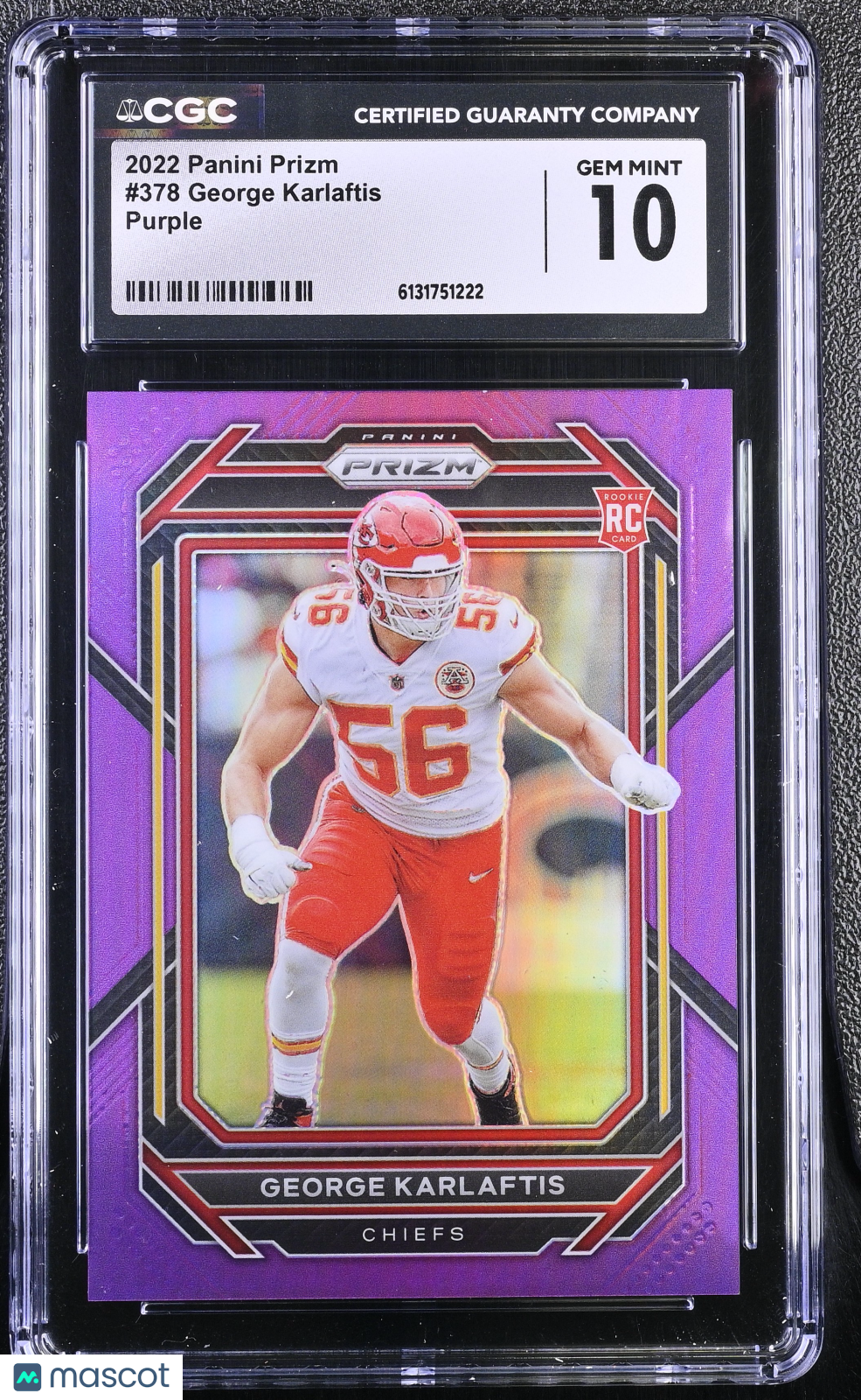2022 Panini Prizm George Karlaftis Purple /125 Rookie #378 CGC 10 Chiefs