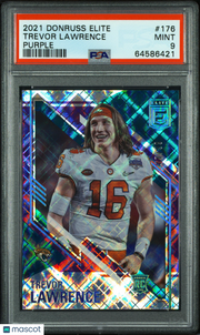 2021 Panini Donruss Elite Trevor Lawrence Purple /99 Rookie #176 PSA 9 Jaguars