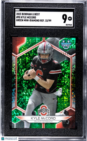 2023 Bowman U Best Kyle Mccord Green Mini Diamond Refractor 99 #90 SGC 9