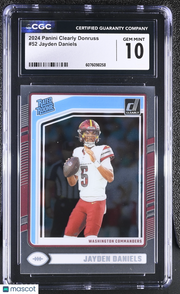 2024 Panini Clearly Donruss Jayden Daniels Rookie #52 CGC 10 Commanders