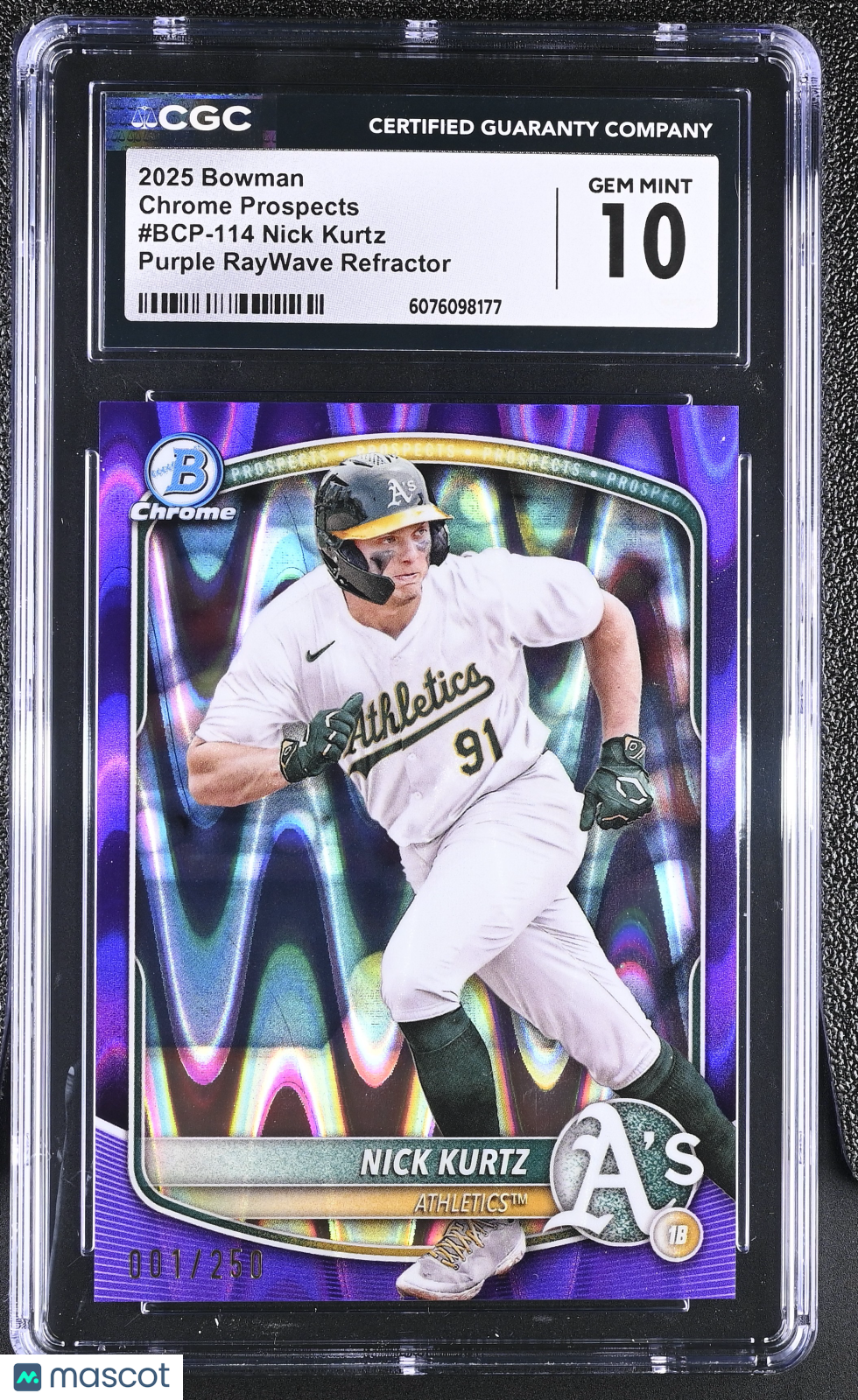 2025 Bowman Nick Kurtz Purple RayWave Refractor /250 Chrome #BCP-114 CGC 10