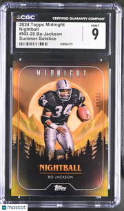 2024 Topps Midnight Bo Jackson Summer Solstice /50 Nightball NB-28 CGC 9 Raiders