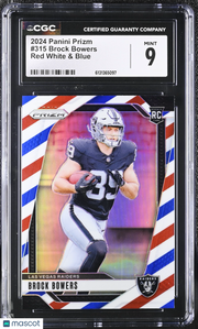 2024 Panini Prizm Brock Bowers Red White & Blue Rookie #315 CGC 9 Raiders