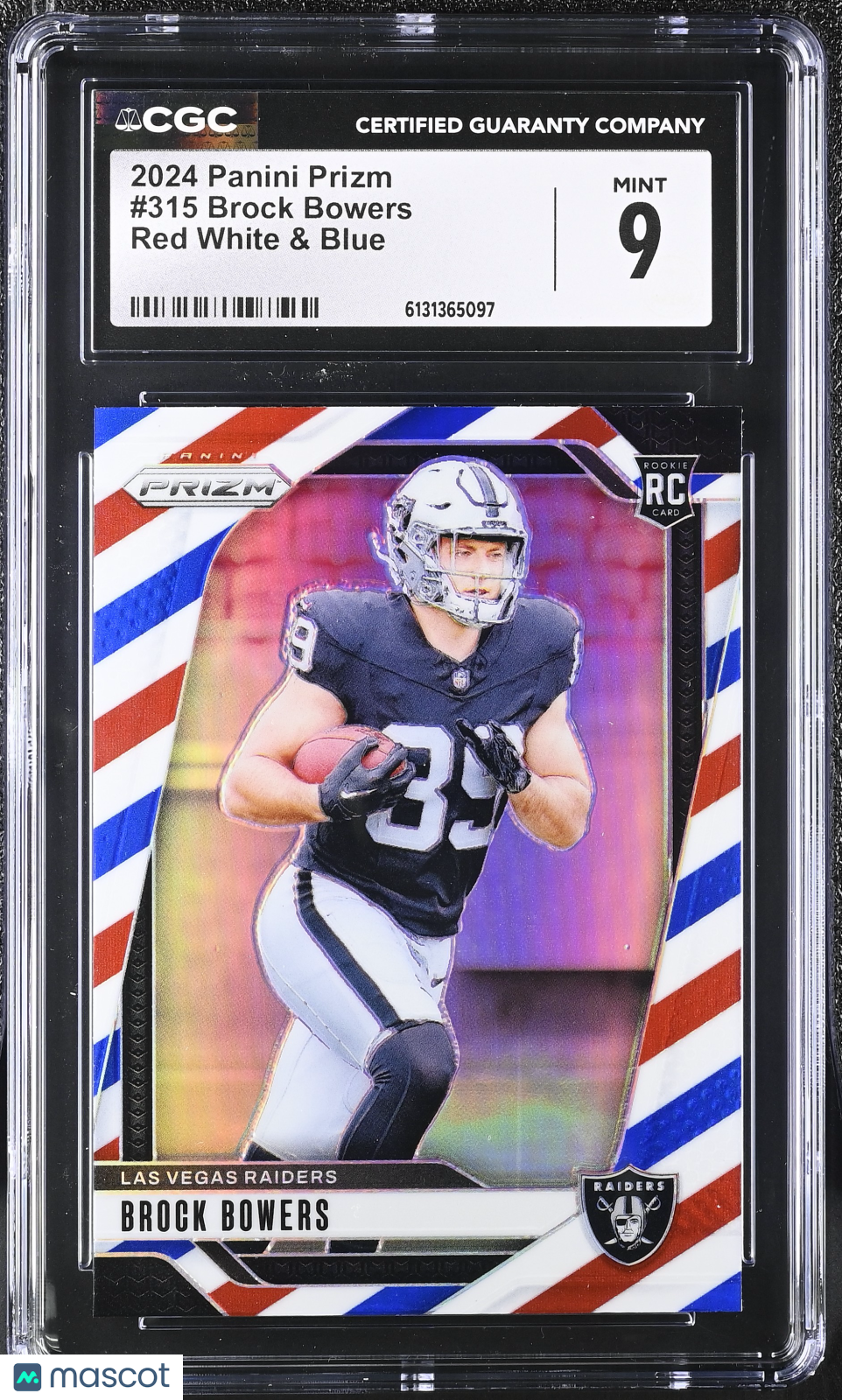 2024 Panini Prizm Brock Bowers Red White & Blue Rookie #315 CGC 9 Raiders