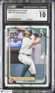 2024 Bowman Draft Nick Kurtz Rookie #BD-56 CGC 10 Oakland Athletics