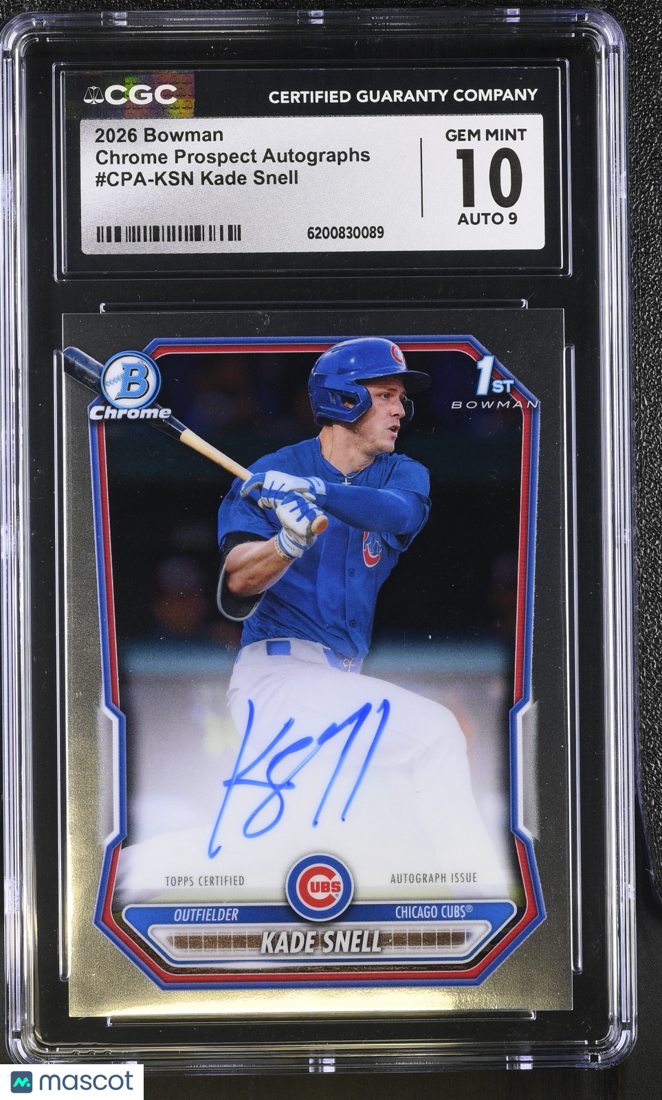 2026 Bowman Kade Snell Rookie Chrome Prospect Autographs #CPA-KSN CGC 10 Cubs