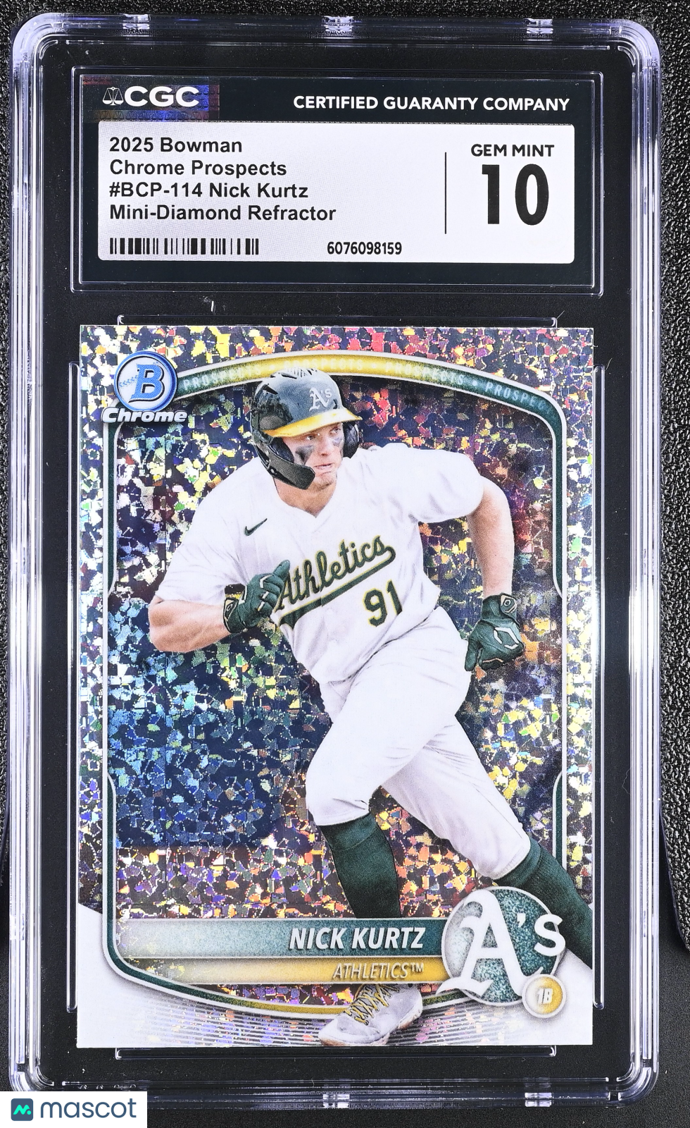 2025 Bowman Nick Kurtz Mini-Diamond Rookie Chrome #BCP-114 CGC 10 Athletics