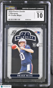 2024 Panini Zenith Drake Maye Rookie Z-Marquee #3 CGC 10 New England Patriots