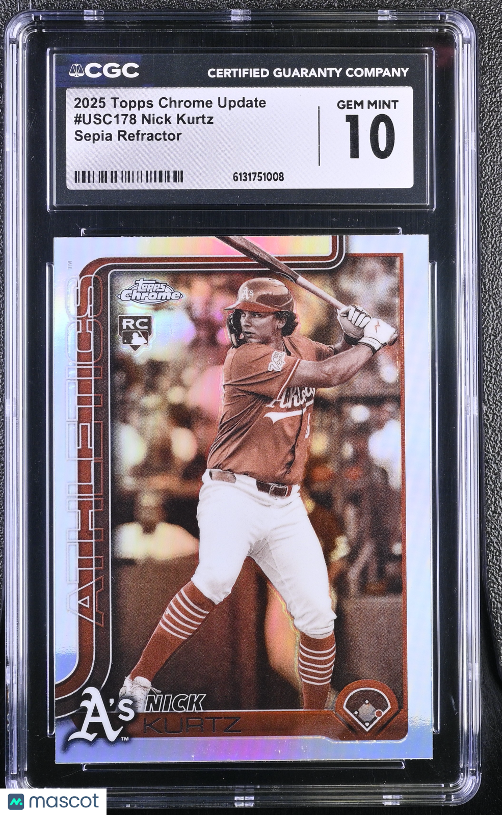 2025 Topps Chrome Update Nick Kurtz Sepia Refractor Rookie #USC178 CGC 10