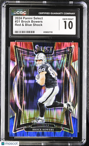 2024 Panini Select Brock Bowers Red & Blue Shock Rookie #31 CGC 10 Raiders