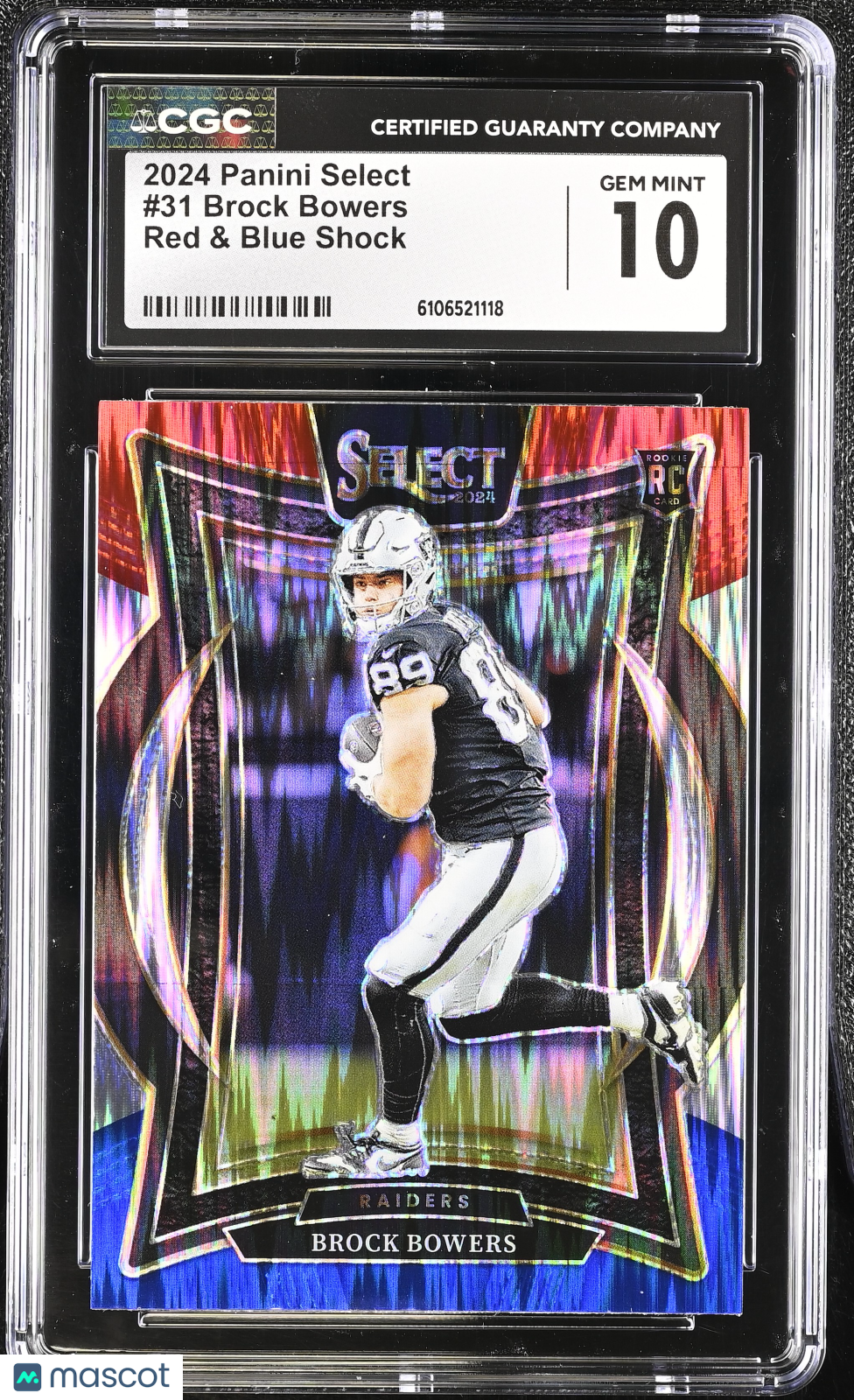 2024 Panini Select Brock Bowers Red & Blue Shock Rookie #31 CGC 10 Raiders