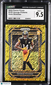 2022 Panini Prizm George Pickens Gold Shimmer /10 Rookie #329 CGC 9.5 Steelers
