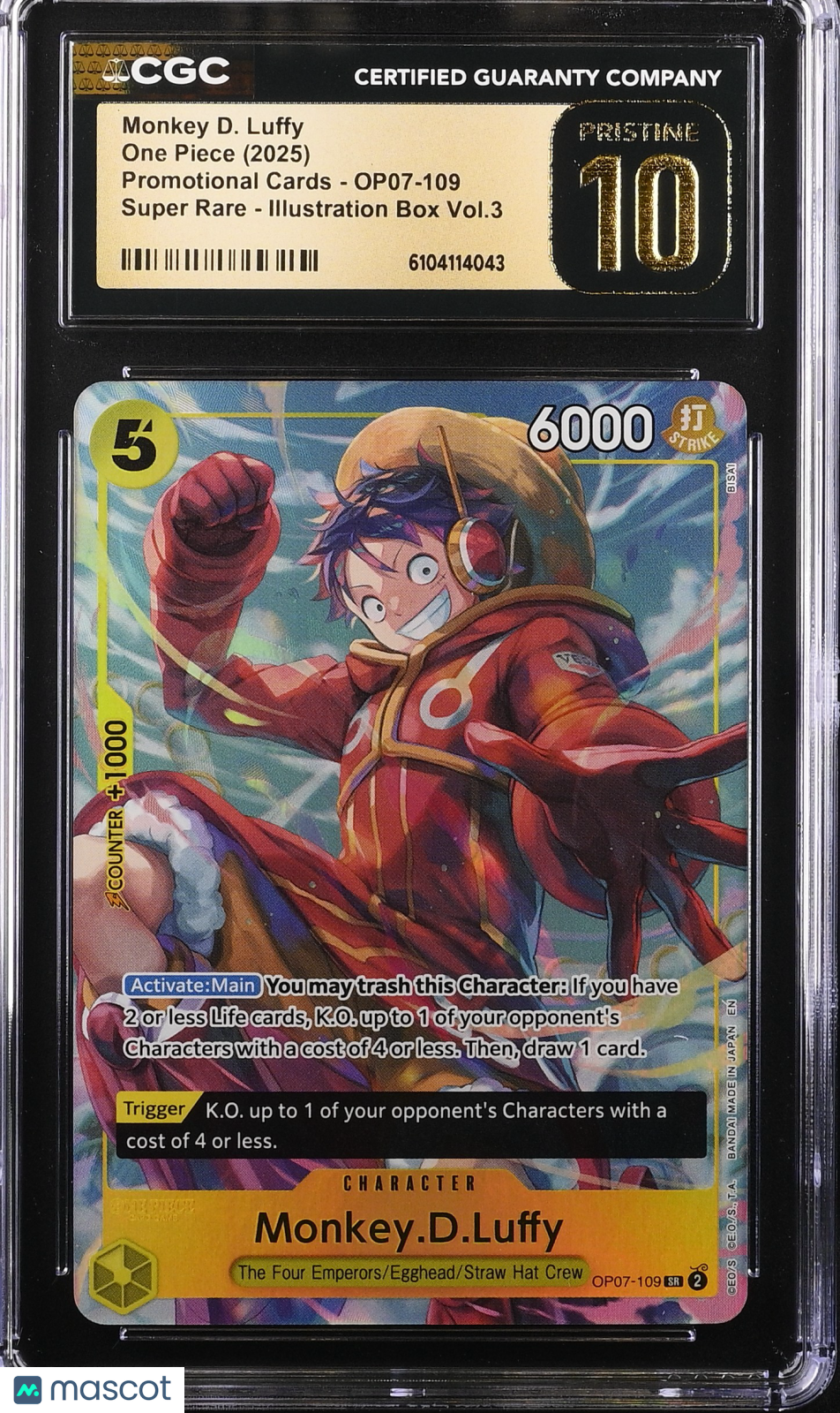 One Piece Promotional Monkey D. Luffy Illustration Vol CGC 10 OP07-109 Pristine