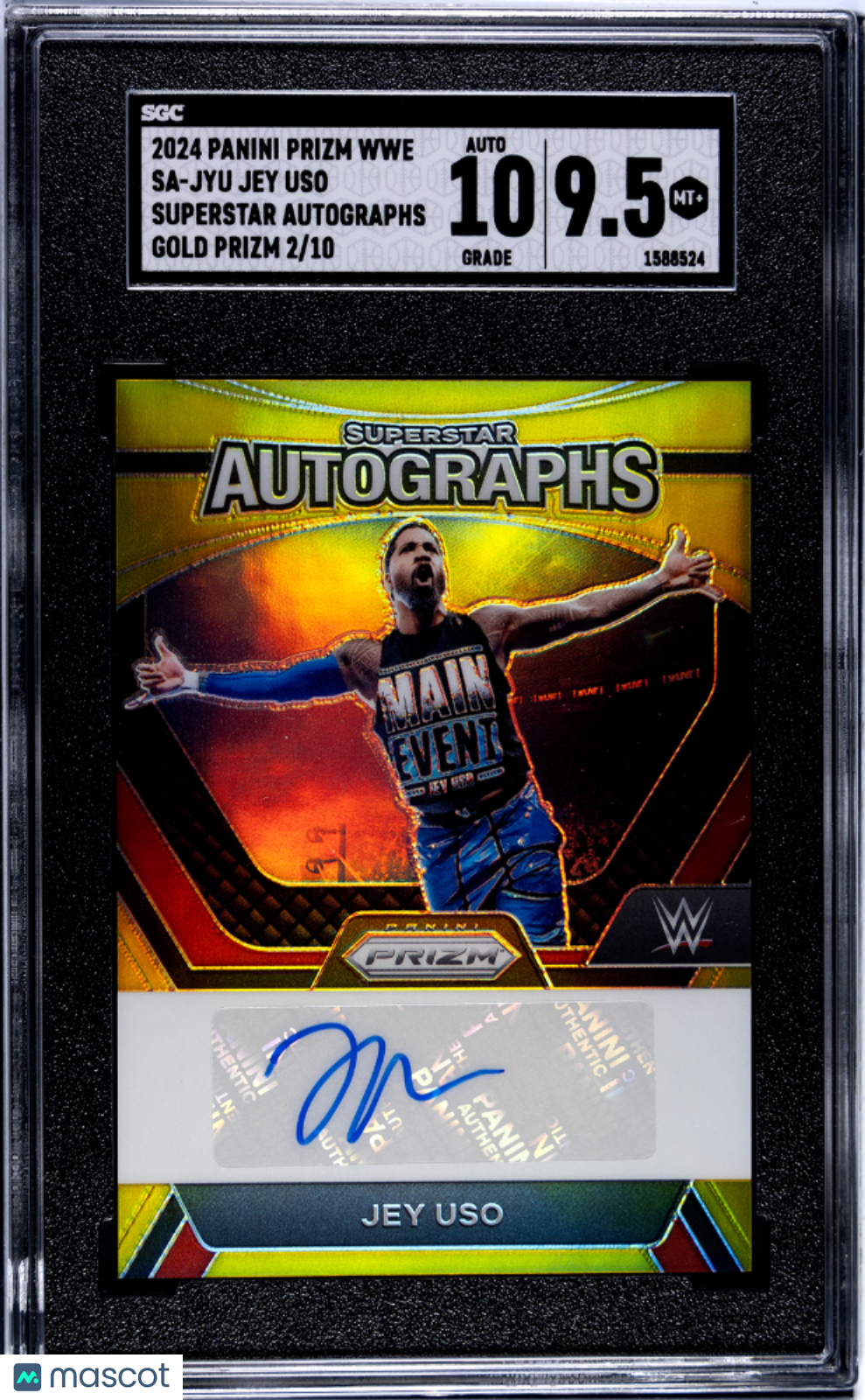 2024 Panini Prizm Wwe Jey Uso Superstar Auto Gold /10 #SA-JYU SGC 9.5